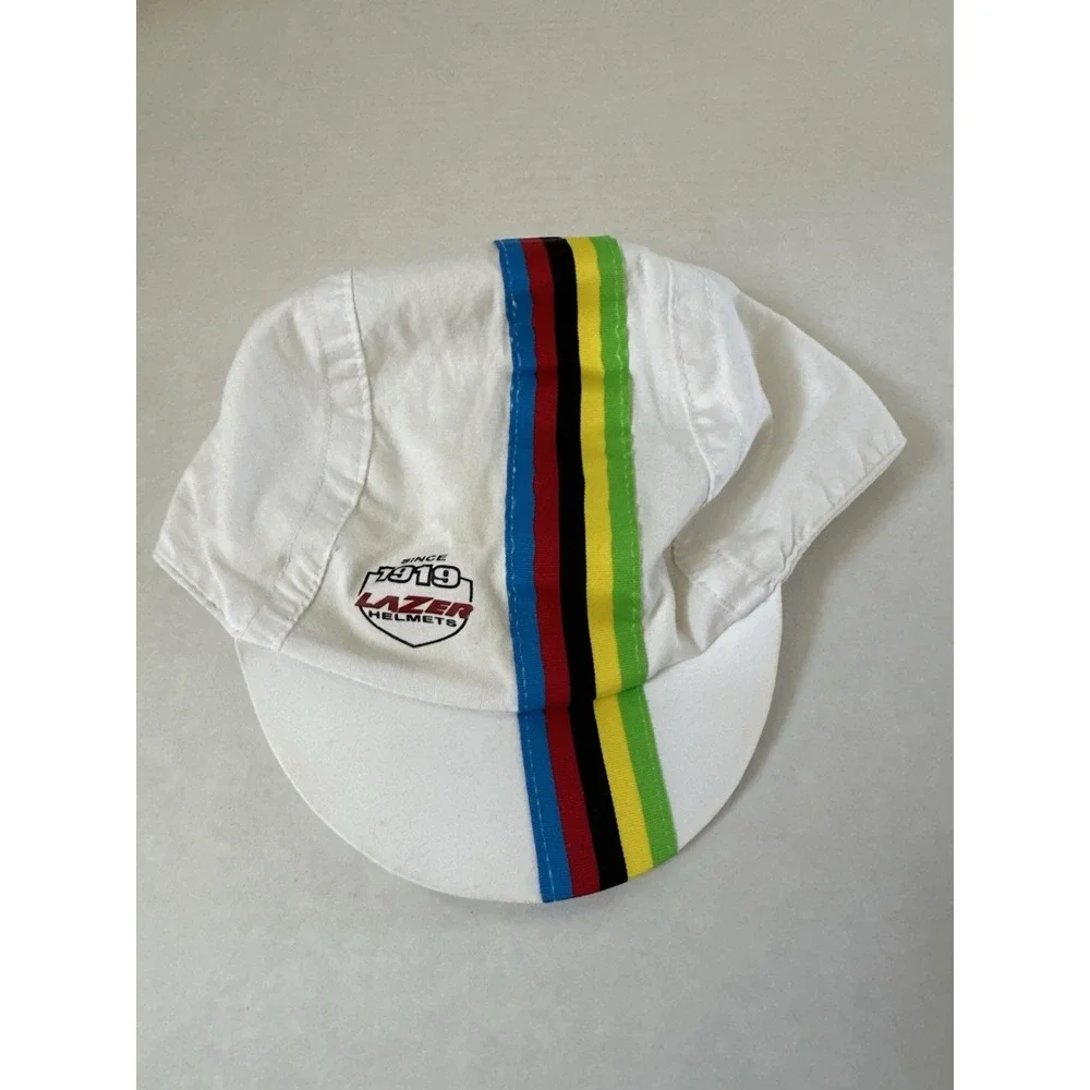 Lazer Helmets Cycling Since 1919 Cap Hat White Colored Racing Stripes Front Logo
